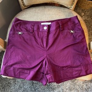 White House Black Market Plum Color Cuffed Shorts, Sz 4